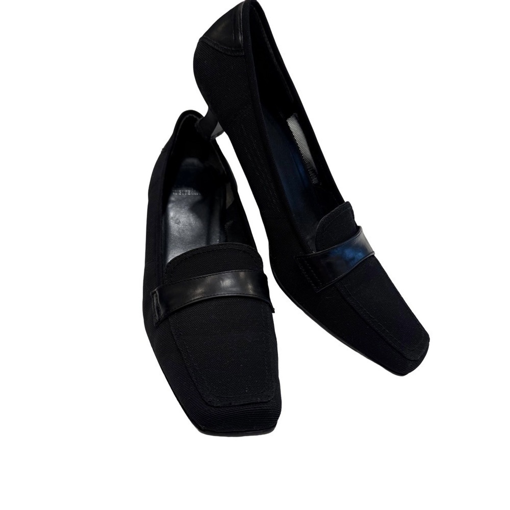 Stuart Weitzman Women’s Black Suede & Leather Black Kitten Heels Sz 8 EUC